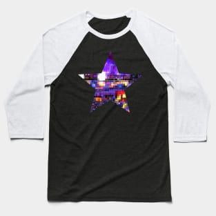 Mirrored Purple Disco Ball Star Baseball T-Shirt